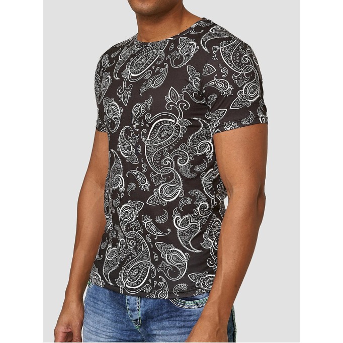 Black Cashew Flower Short Sleeve T-shirt