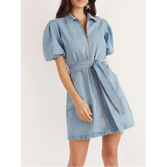 Blue casual zippered dress