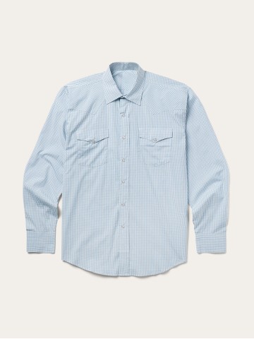 Blue Two Stripe Check Western Shirt