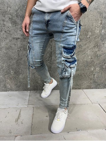 Blue workwear skinny jeans