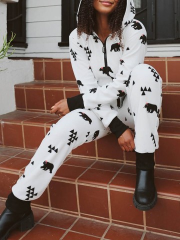 Casual Home Christmas Bear Jumpsuit