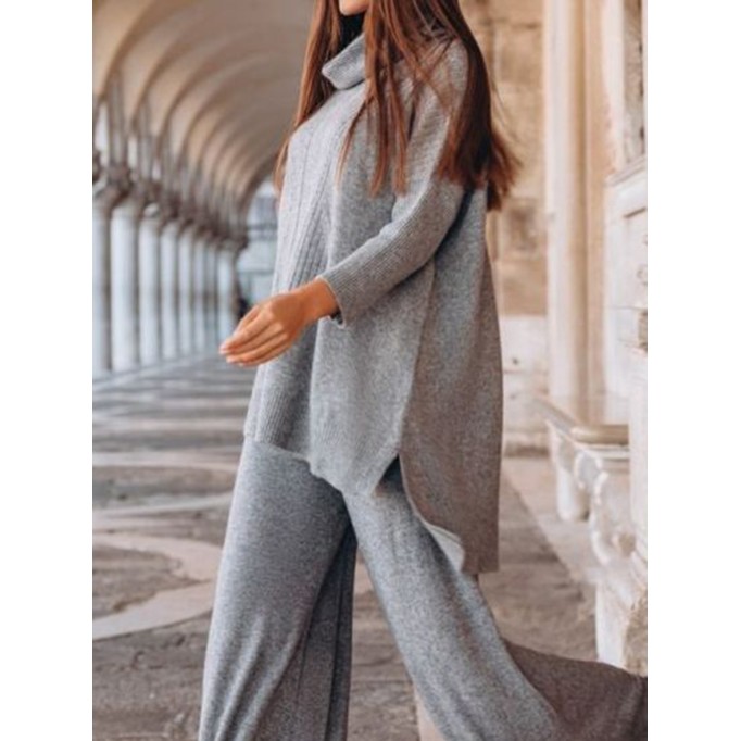 Casual irregular comfortable knitted two-piece set