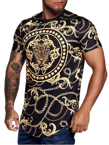Chain lion pattern T-shirt