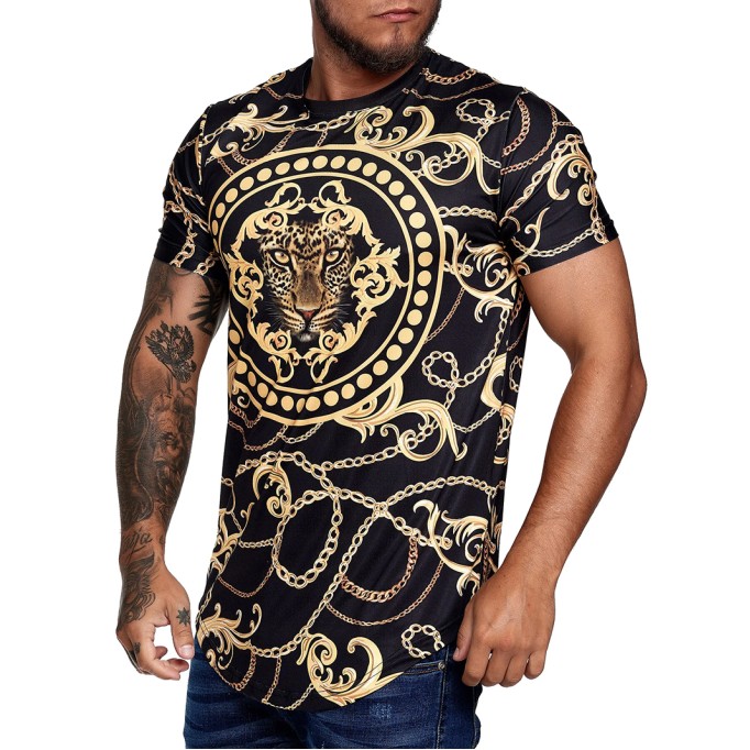 Chain lion pattern T-shirt