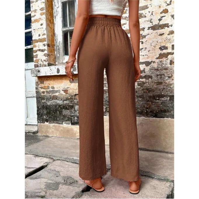 Elastic high waisted loose trousers