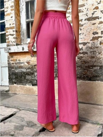 Elastic high waisted loose trousers