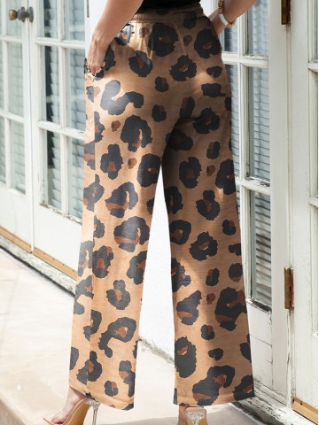 leopard print wide leg pants