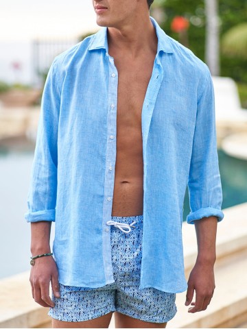 Men's Casual Outdoor Linen Long Sleeve Shirts