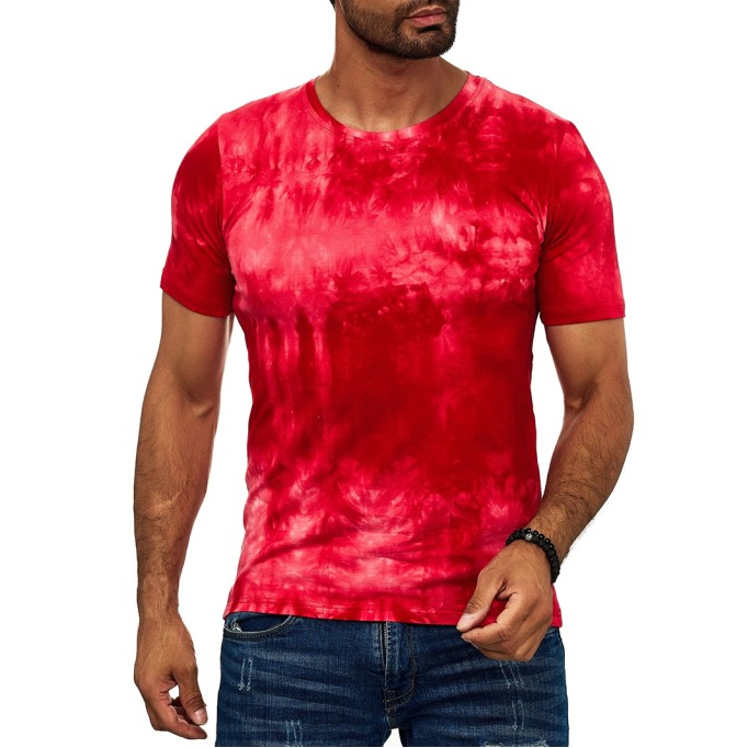 Men's casual tie-dyed short sleeved T-shirt