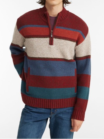 Men's Classic Half Zip Shredded Wool Sweater