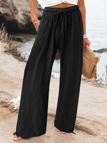 Pleated thin comfortable wide-leg trousers
