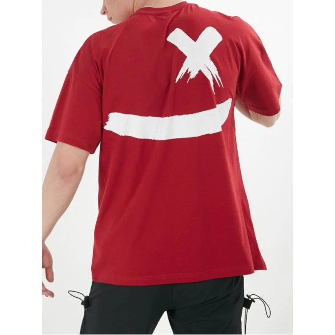 Red oversized pattern T-shirt