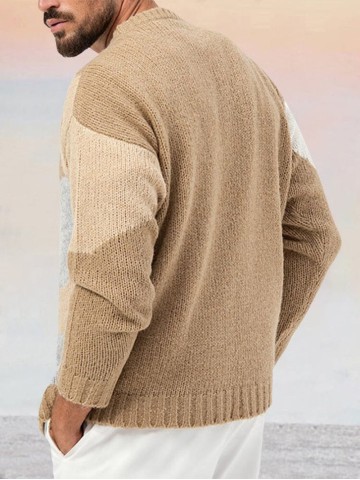 Soft Color Block Design Sweater