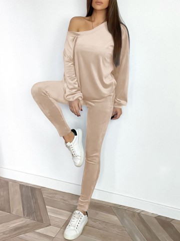 Suede sports pants sweater set