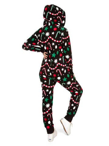Women's Candy Print Zip Hooded Jumpsuit