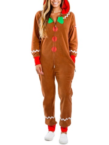 Women's Christmas Contrast Zip Jumpsuit