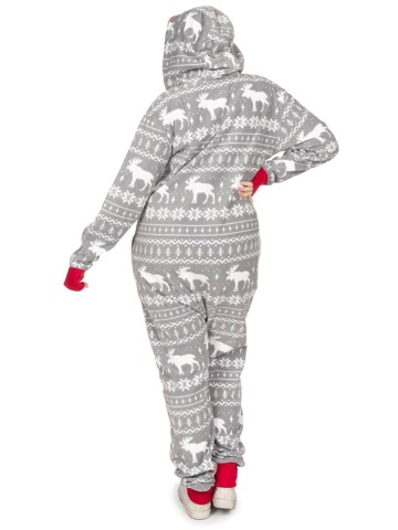Women's Christmas Elk Print Zip Jumpsuit