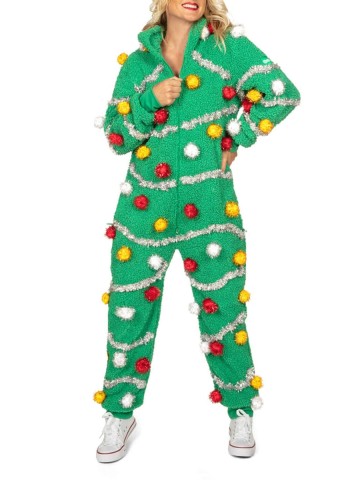 Women's Christmas tree print jumpsuit