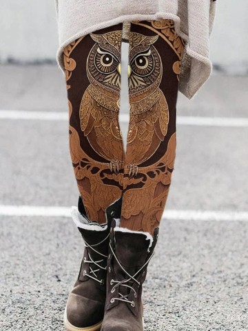 Women's Retro Owl Print Leggings