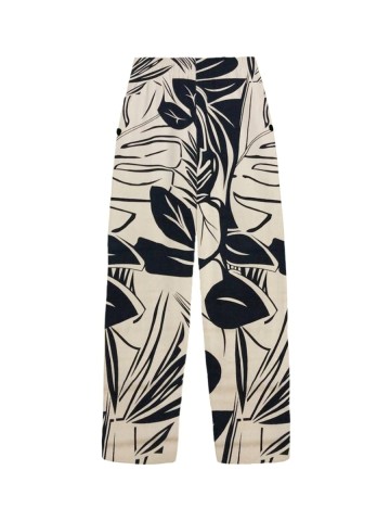 Women's vintage printed cotton and linen trousers